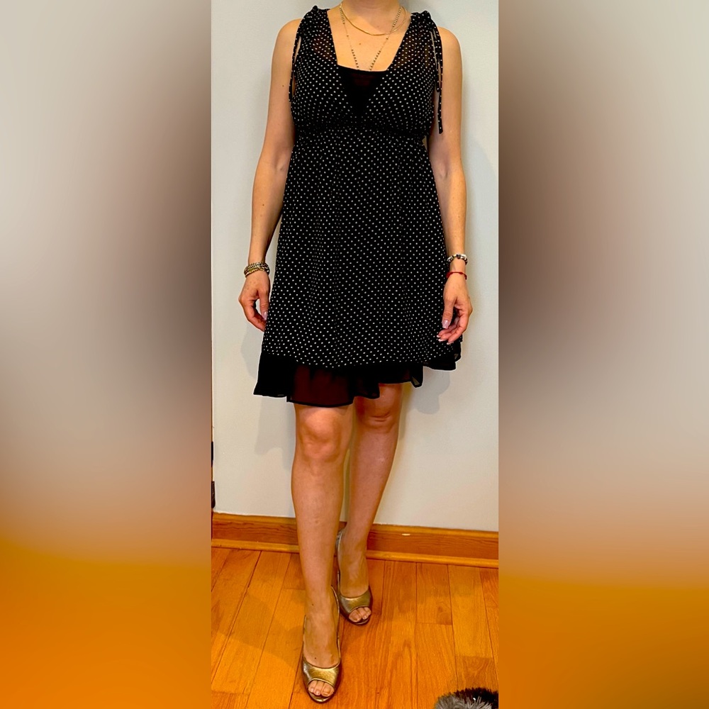 Elegant Black Polka Dot Dress